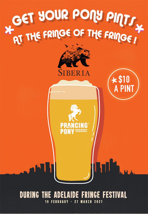 Prancing Pony Brewery wall graphic for the Adelaide Fringe